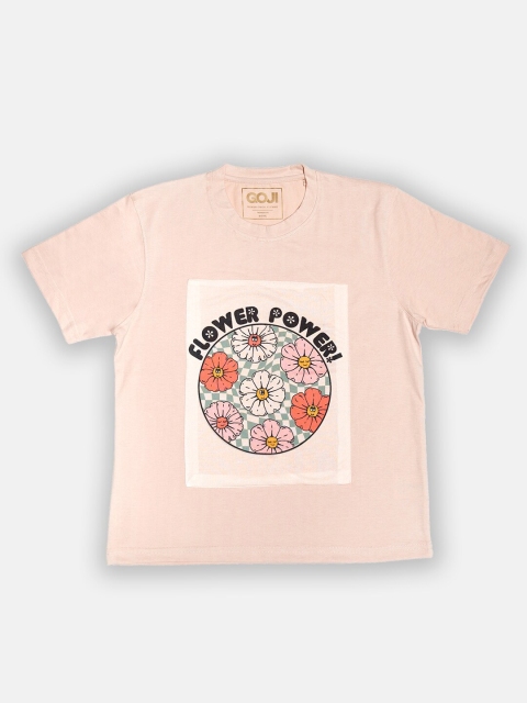 

GOJI Kids Peach-Coloured Striped Polo Collar T-shirt