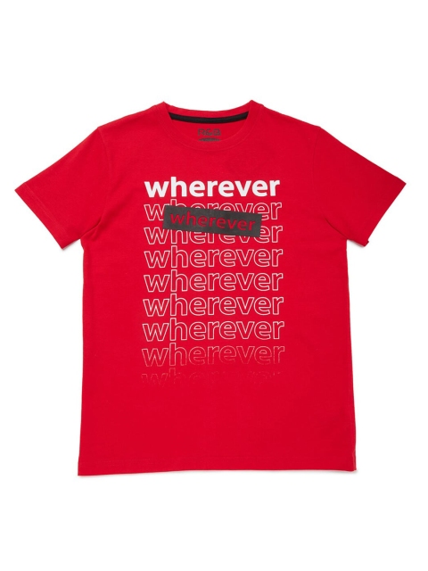 

R&B Boys Red Typography Printed T-shirt