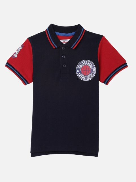 

R&B Boys Navy Blue Polo Collar Applique T-shirt