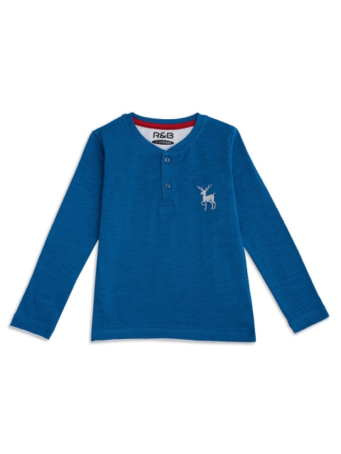 

R&B Boys Blue Henley Neck Applique T-shirt