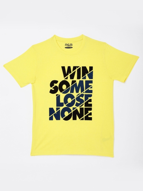 

R&B Boys Yellow Printed Monochrome Applique T-shirt