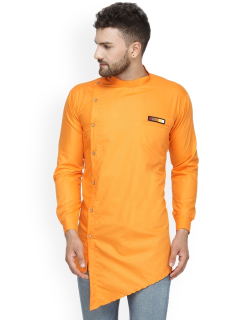 

Benstoke Men Orange Flared Sleeves Thread Work Kurta
