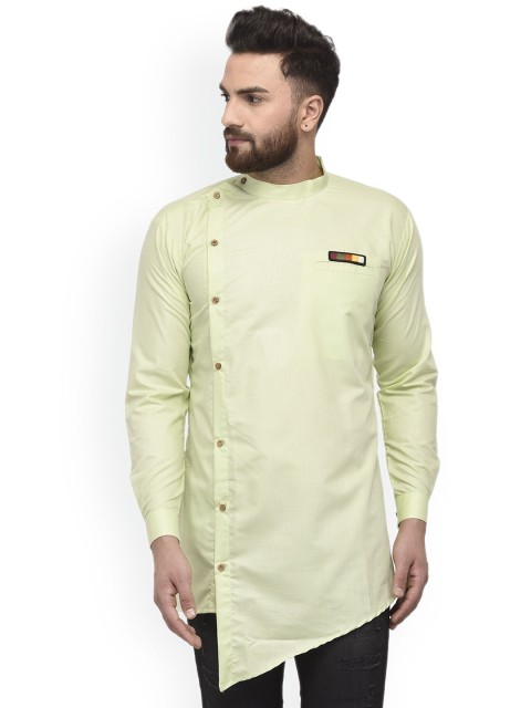 

Benstoke Men Lime Green Thread Work Kurta