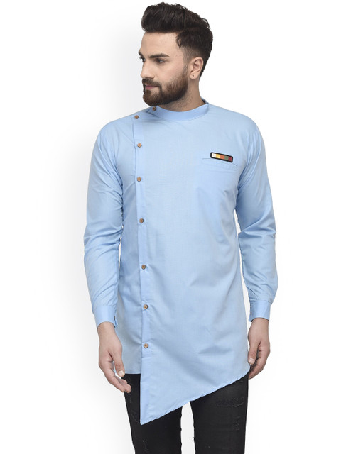 

Benstoke Men Blue Flared Sleeves Thread Work Kurta