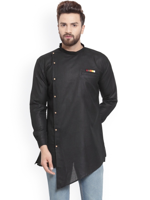 

Benstoke Men Black Flared Sleeves Patchwork Kurta