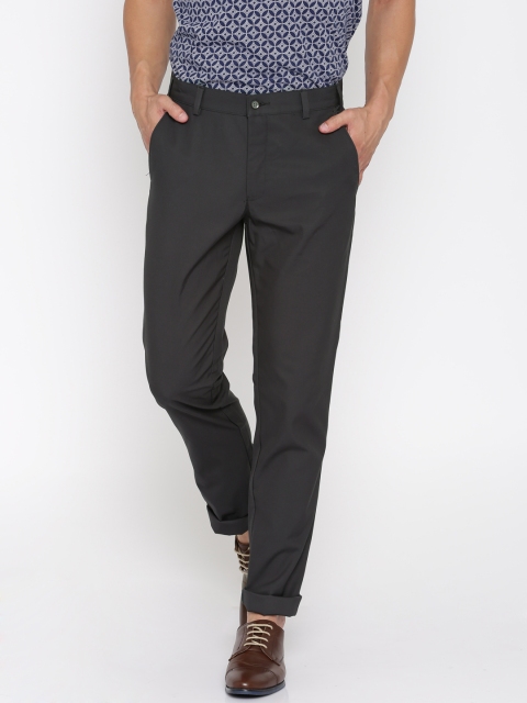 

Park Avenue Men Charcoal Grey Super Slim Fit Solid Formal Trousers