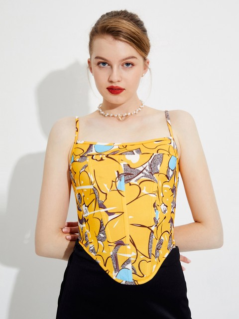 

URBANIC Black Floral Print Top
