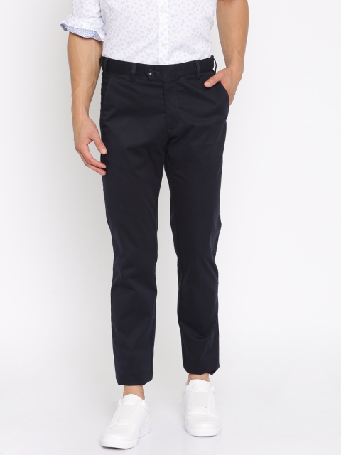 

Park Avenue Men Navy Blue Super Slim Fit Solid Chino Trousers