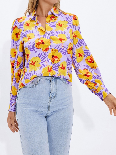 

URBANIC Nude-Coloured Print Shirt Style Top