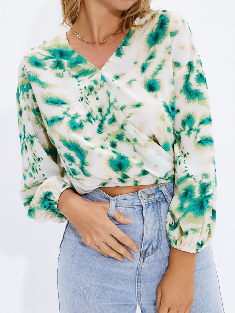 

URBANIC Multicoloured Floral Print Wrap Crop Top, Multi