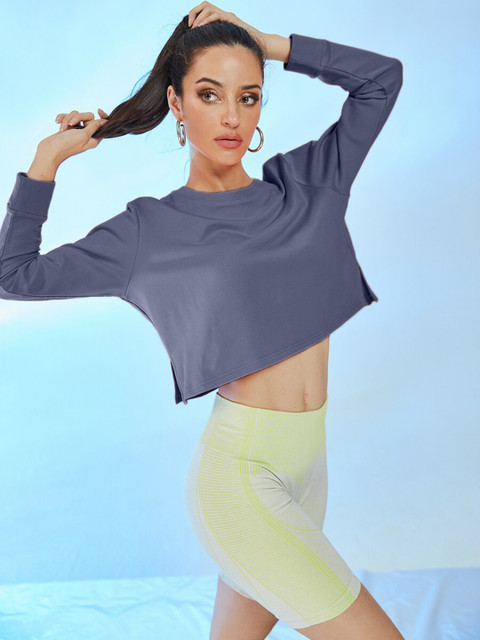 

URBANIC Grey Extended Sleeves Boxy Top