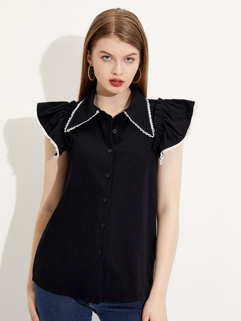 

URBANIC Black Shirt Style Top