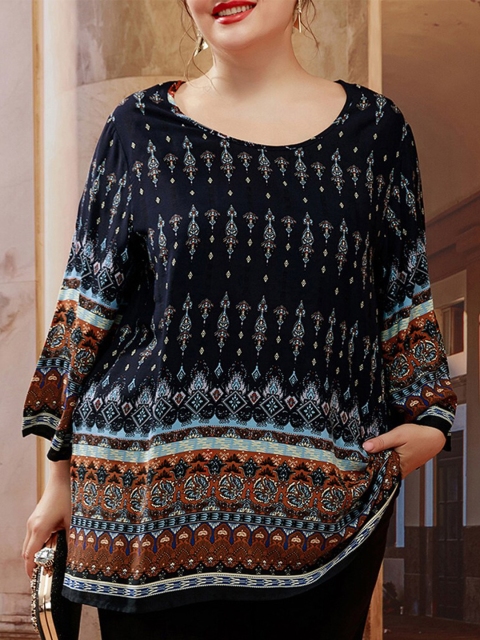 

URBANIC Brown & xiketic Print Top