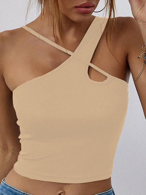 

URBANIC Brown One Shoulder Crop Top