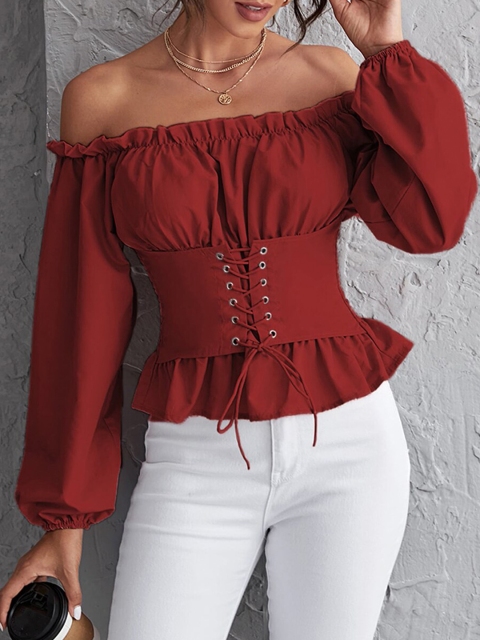 

URBANIC Turquoise Blue Off-Shoulder Bardot Top