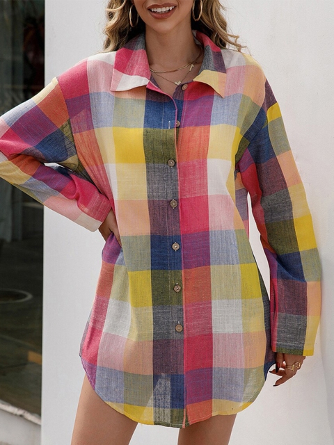 

URBANIC Black Checked Shirt Style Top