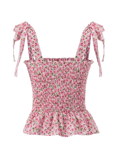 

URBANIC Black Floral Print Peplum Top