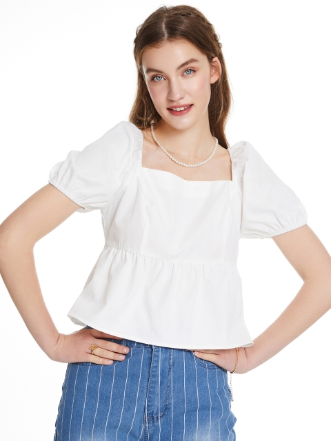 

URBANIC Brown Blouson Crop Top