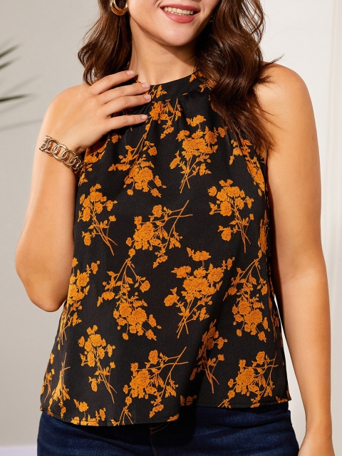 

URBANIC Purple Floral Print Top