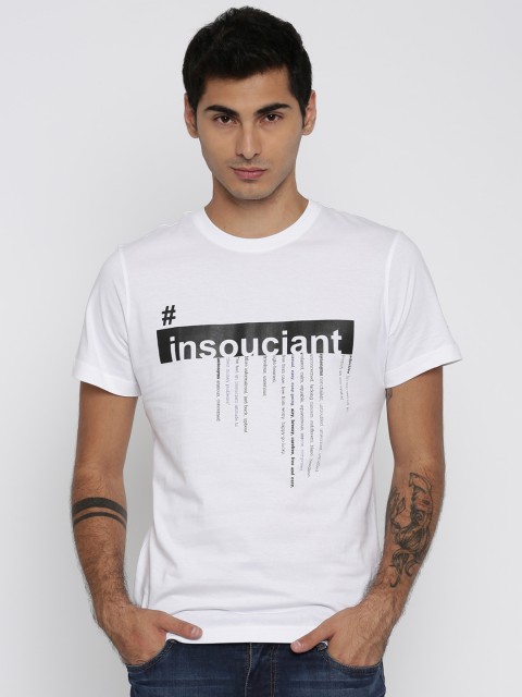 

Parx Men White Printed Round Neck T-shirt