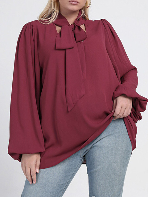 

URBANIC Olive Green Tie-Up Neck Top