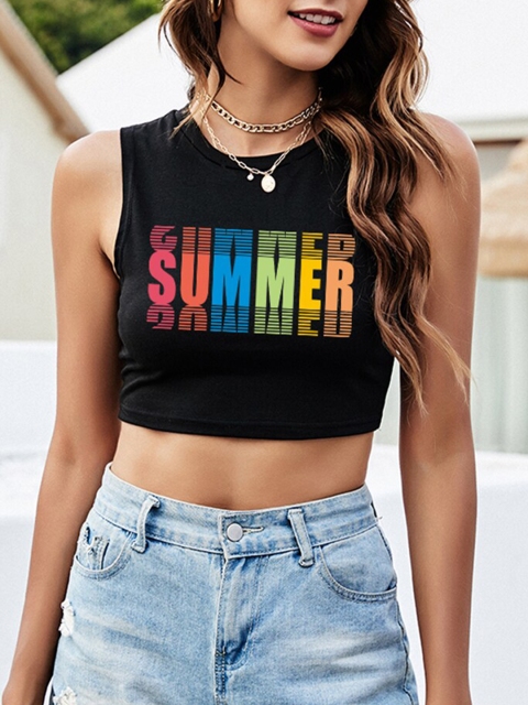 

URBANIC Yellow Print Crop Top