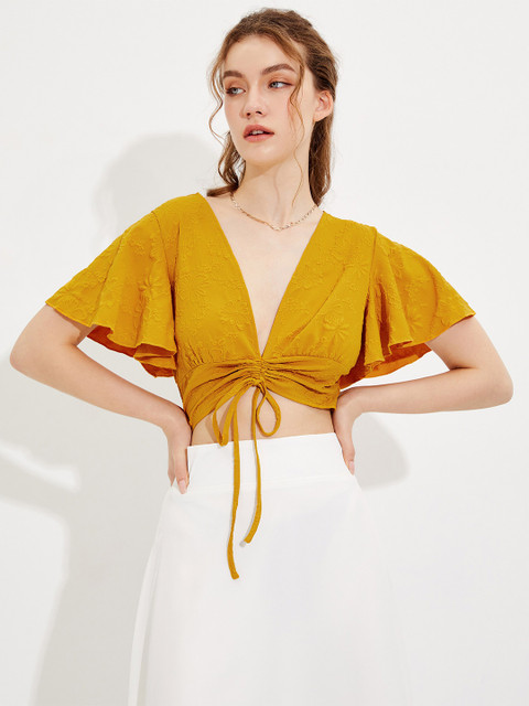 

URBANIC Multicoloured Blouson Crop Top, Multi