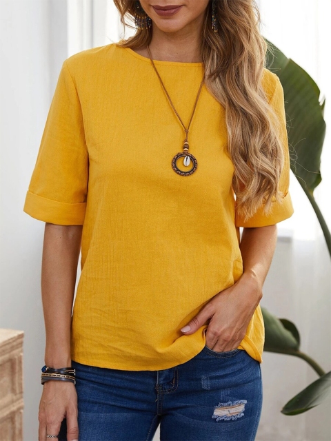 

URBANIC Yellow Shirt Style Top