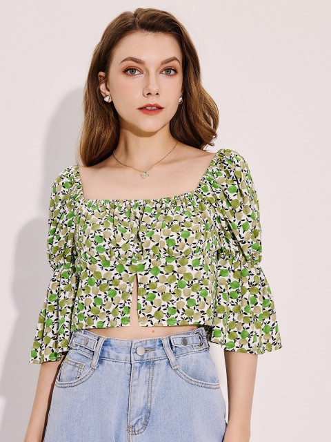 

URBANIC Blue Floral Print Top