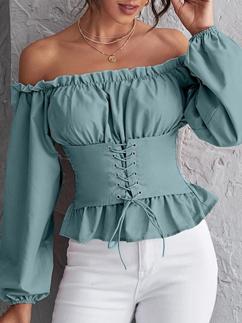 

URBANIC Burgundy Off-Shoulder Bardot Top