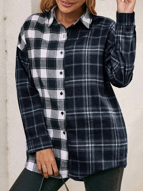 

URBANIC Blue Checked Shirt Style Top