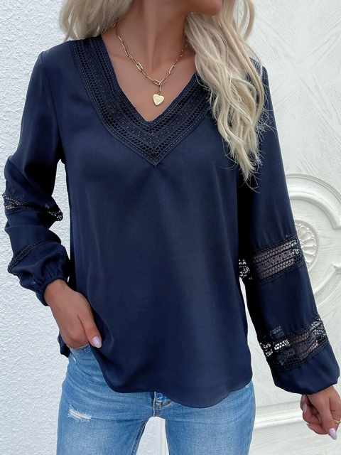 

URBANIC Navy Blue Solid Top