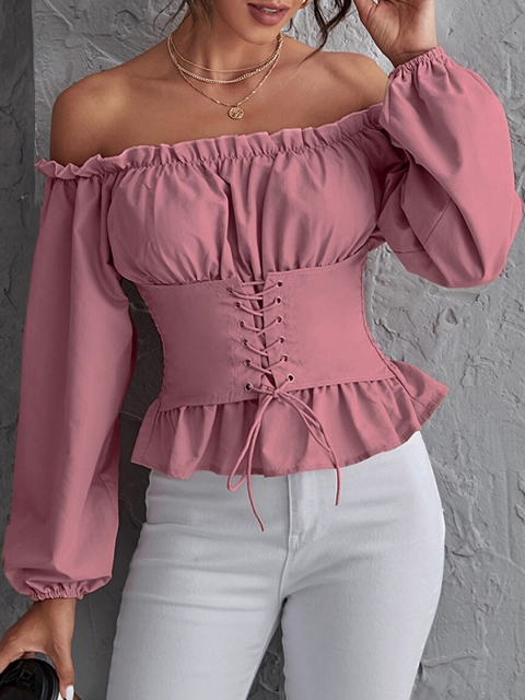 

URBANIC Blue Off-Shoulder Bardot Top