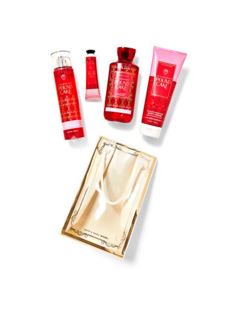 

Bath & Body Works Strawberry Pound Cake Bath & Body Gift Bag Set, Red