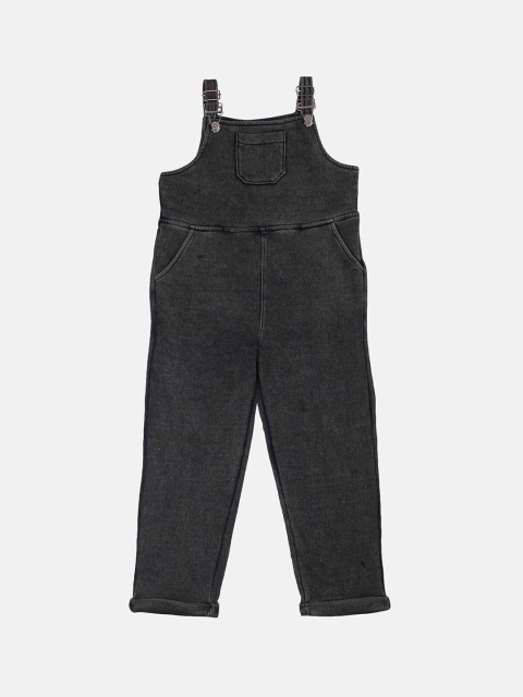 

GOJI Girls Black Solid Straight-Leg Dungarees Dungarees