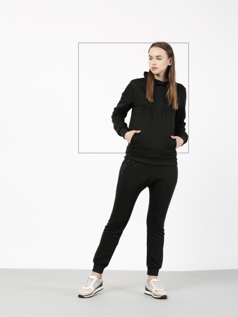 

ether Women Black Regular Fit Self Design Joggers