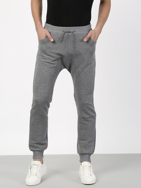 

ether Men Grey Regular Fit Self Design Joggers