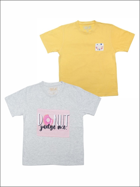 

GOJI Kids Assorted Typography Printed Applique T-shirt