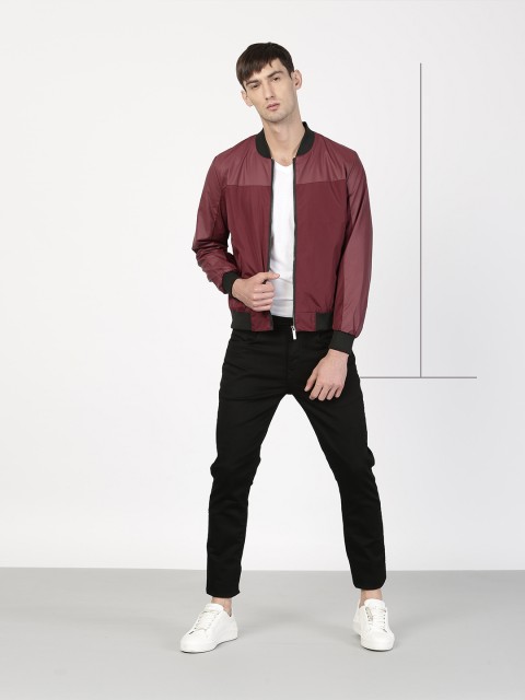

ether Men Burgundy Solid Bomber