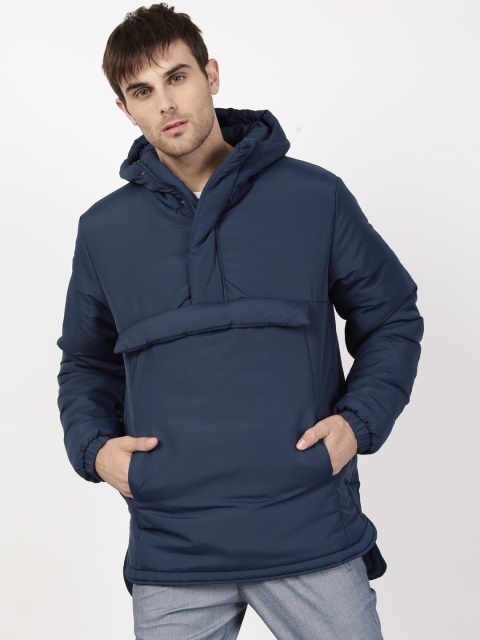 

ether Men Navy Blue Solid Puffer Jacket