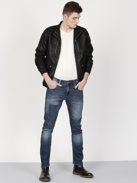 

ether Men Black Solid Biker Jacket