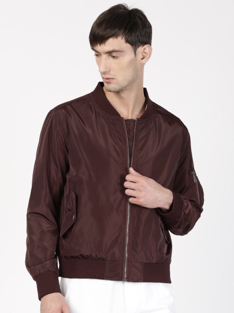 

ether Men Maroon Solid Jacket