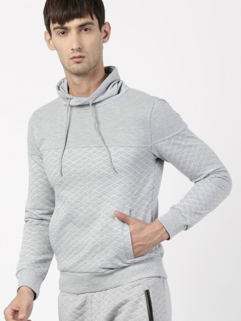 

ether Men Grey Melange Self Design Sweatshirt