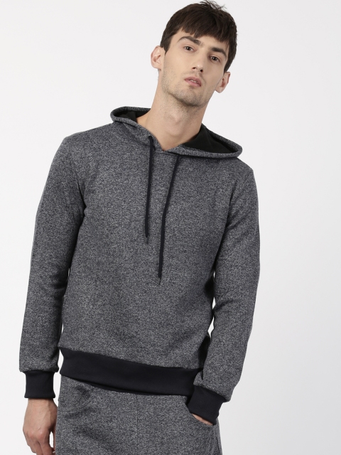 

ether Men Blue Solid Hooded Sweatshirt