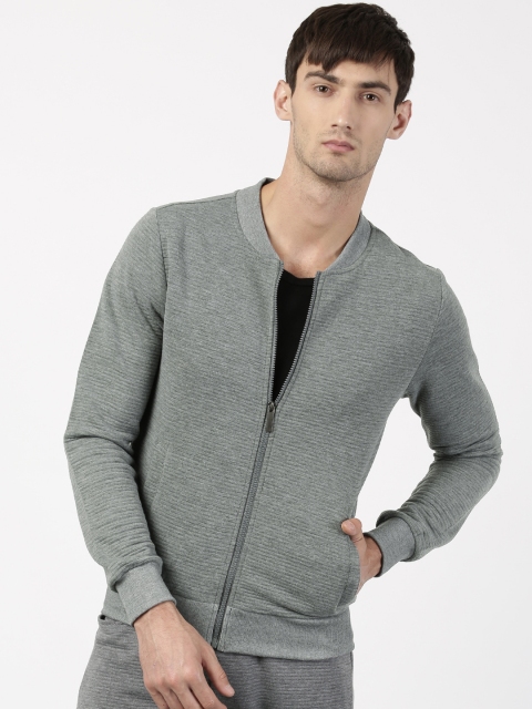 

ether Men Grey Self Design Sweatshirt