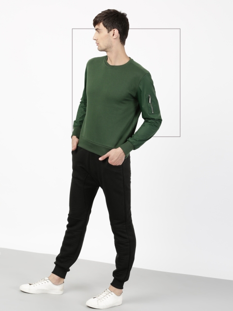 

ether Men Olive Green Solid Sweatshirt