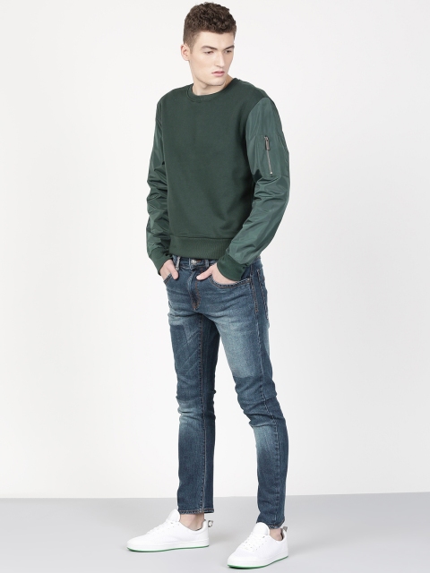 

ether Men Teal Green Solid Sweatshirt