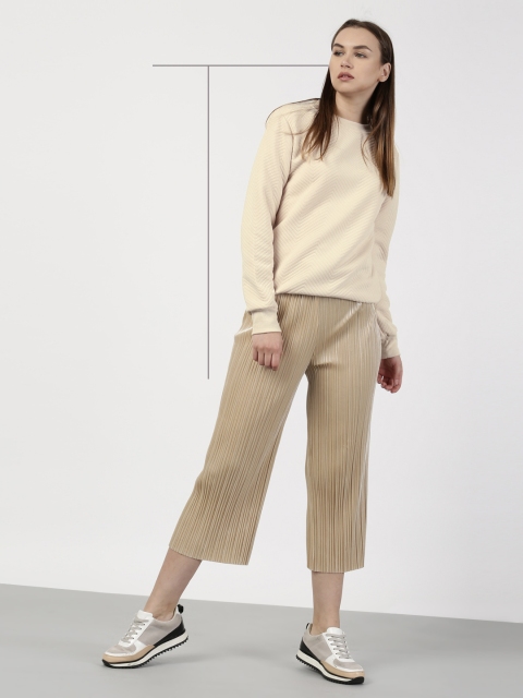 

ether Women Peach-Coloured Self Design Sweatshirt