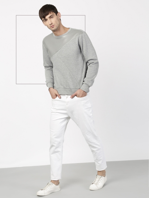 

ether Men Grey Melange Solid Sweatshirt