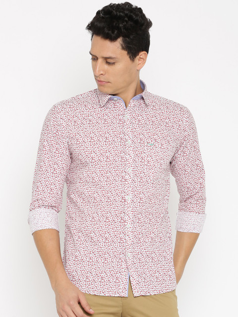 

Park Avenue Men White & Pink Slim Fit Printed Casual Shirt